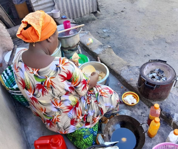 Respondent cooking using Charcoal Stove