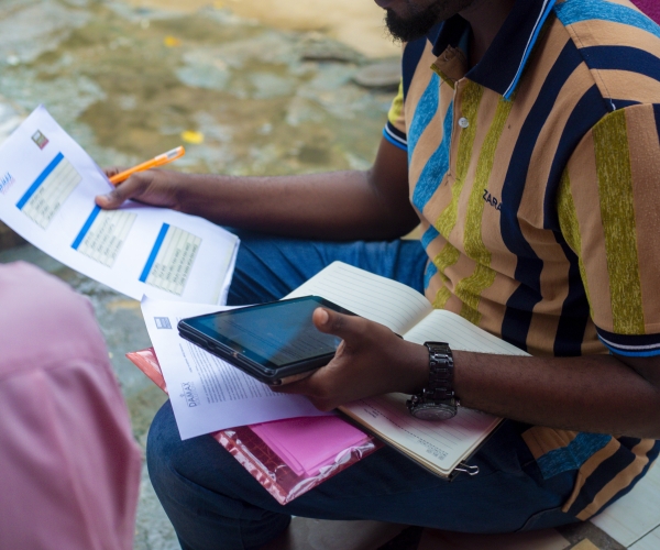 RA conducting quantitative interview during data collection